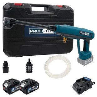 Мийка високого тиску акумуляторна PROFI-TEC PHPW3020 (2акум.20В 4Аг/зарядний/кейс) 006559 фото