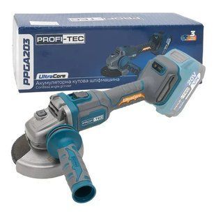 Акумуляторна кутова шліфувальна машина PROFI-TEC PPGA203 UltraCore (20В/каркас) 007180 фото